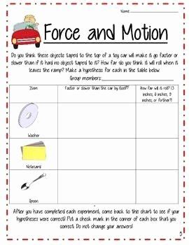 Forces And Motion Worksheet Grade