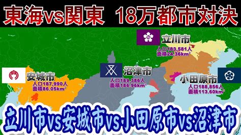 【関東vs東海の18万都市対決】立川市vs安城市vs小田原市vs沼津市 Youtube