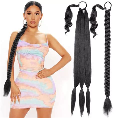 Diy Ponytail Extensions Synthetic Boxing Braids Wrap Around Chignon