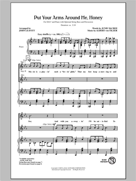 Put Your Arms Around Me Honey Sheet Music Direct