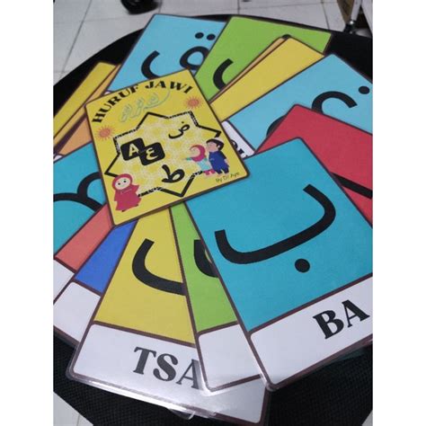 printed flashcard huruf jawi tunggal  huruf shopee malaysia