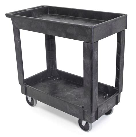 Rubbermaid Two Shelf Utility Cart With 5 Swivel Casters 500 Lb