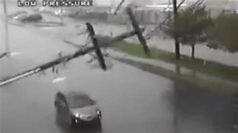 Video Captures Moment Utility Pole Crashes Through Car Cnn Video