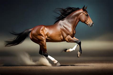 Premium AI Image | A horse is running on a dark background.