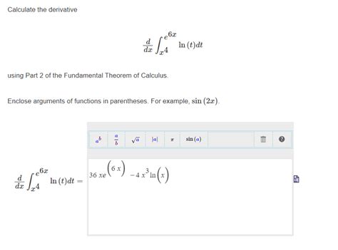 Solved Calculate The Derivative Dxdx4e6xln T Dt Using Part Chegg