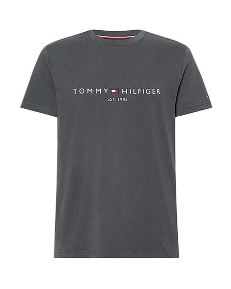 Tommy Hilfiger Mens Organic Cotton T Shirt Dark Grey Heather Tee