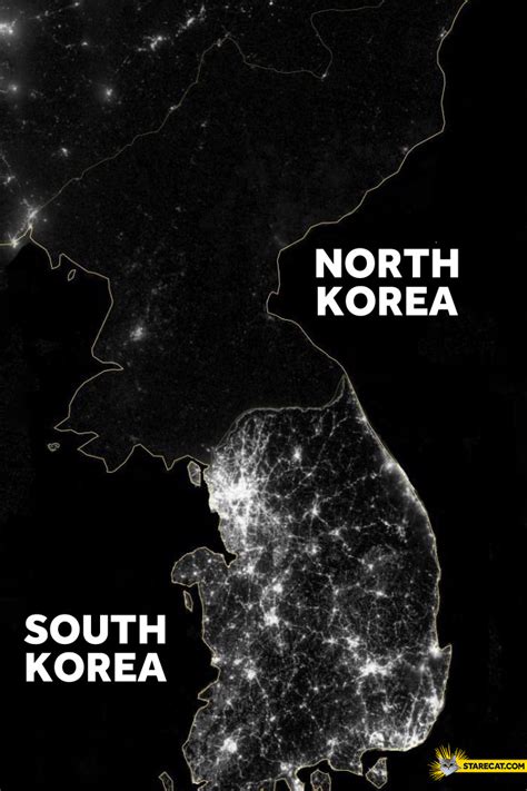 North Korea vs South Korea by night lights comparison | StareCat.com