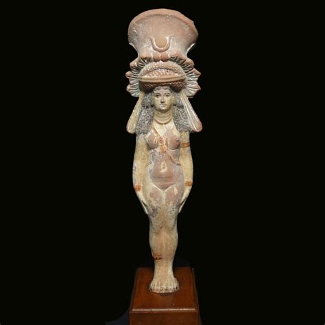 Wonderful Egyptian Terracotta Statuette Of Isis Aphrodite With Large