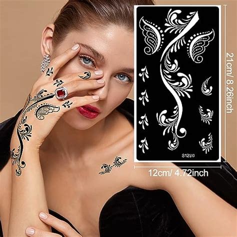 Fanost 12 Sheets Henna Tattoo Stencils Henna Stencils For Hands Temporary Tattoo Stencils For