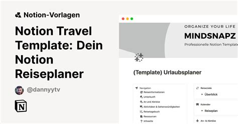 Notion Travel Template Dein Notion Reiseplaner Vorlage Notion