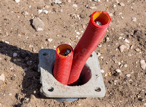 Installation of Underground Cable Entry during Construction Stock Photo ...