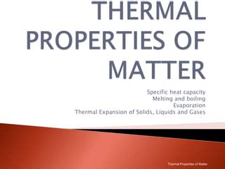 Thermal Properties Of Matter Ppt