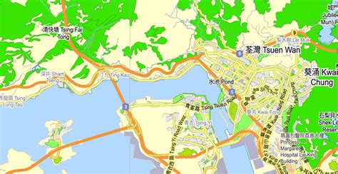 Hong Kong - Shenzhen, China, printable vector map Adobe PDF editable ...