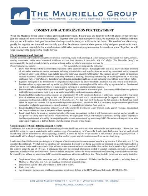 Fillable Online Consent And Authorization For Treatment Fax Email Print