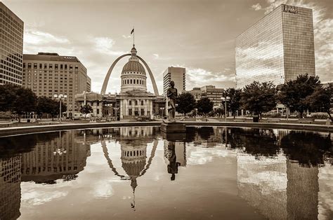 Saint Louis Skyline In Vintage Sepia Tones Photograph By Gregory Ballos