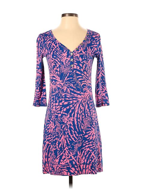 Lilly Pulitzer 100 Cotton Blue Casual Dress Size Xs 70 Off Thredup