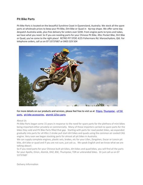 Pit Bike Parts by pitbikeparts - Issuu