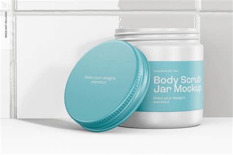 Premium PSD Body Scrub Jar Mockup Opened