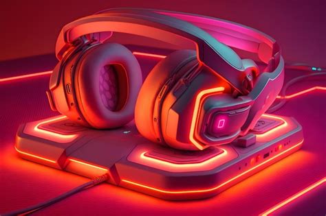 Premium AI Image | Gaming headphones and neon lighting Neural network ...