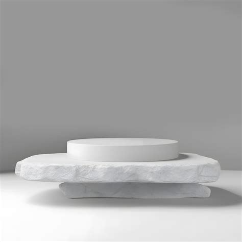 Premium Photo Round White Podium On Marble Stones With White Background