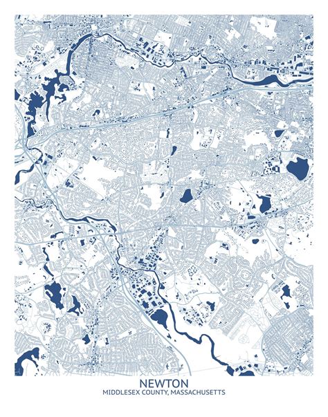 Newton MA Map Pittsburgh Map Company - Etsy