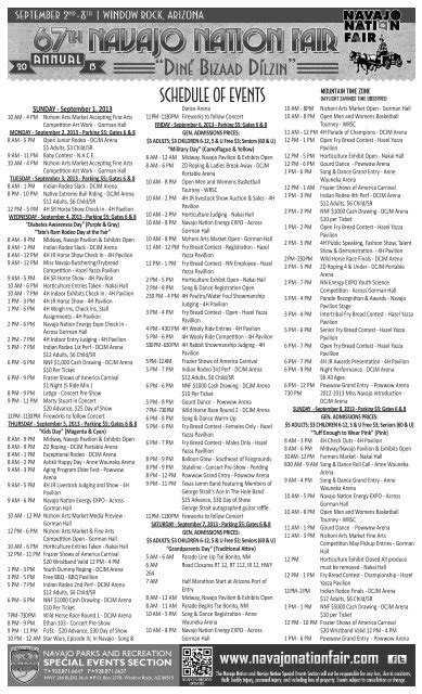 Schedule Of Events Navajo Nation Fair