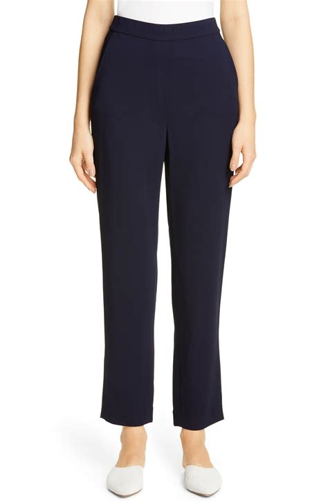 St John Stretch Cady Crop Pants In Blue Lyst