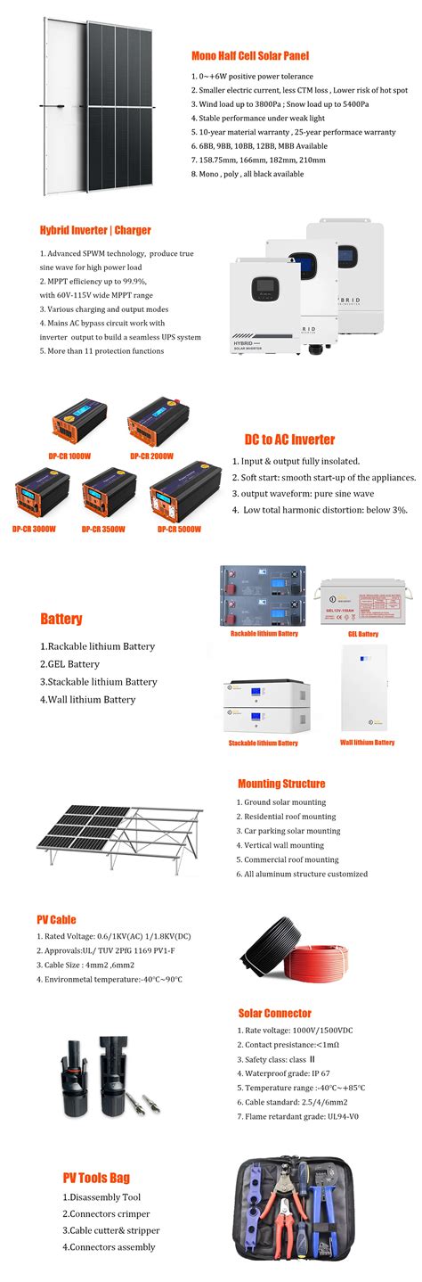 Complete Solar Panel System 3kw 4kw 5kw Household Off Grid Solar Energ System 10kw Hybrid Home