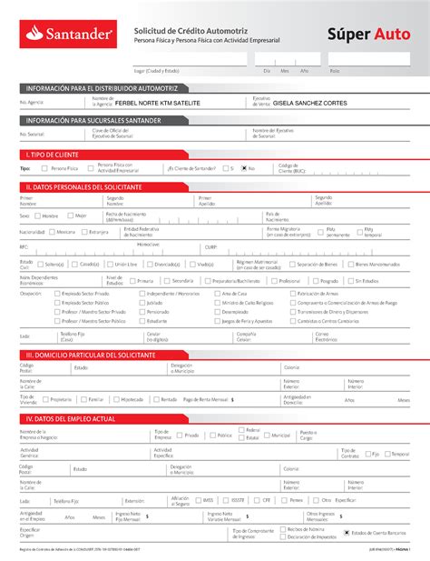 Solicitud Santander Archivo Solicitud De Cr Dito Automotriz Persona