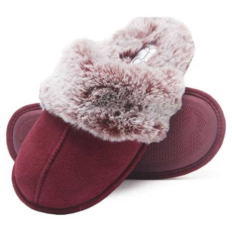 Jessica Simpson Comfy Faux Fur Womens House Slipper Scuff Memory Foam