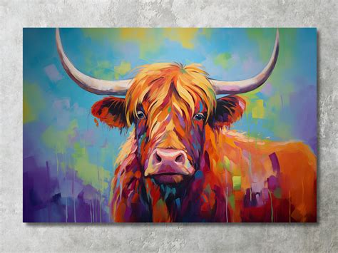 Highland Cow Painting Highland Cow Wall Art Highland Cow - Etsy