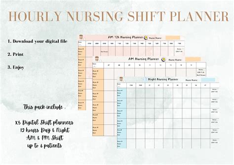 Nursing Shift Planner Template Etsy