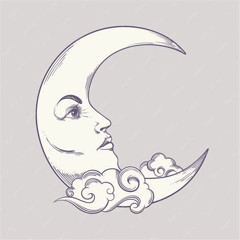 Free Vector Hand Drawn Crescent Moon Drawing Illustration