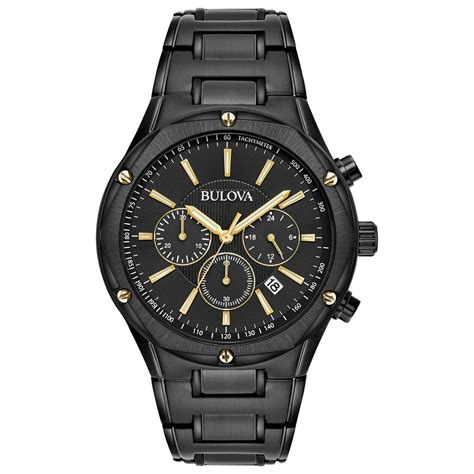 Bulova Bulova Mens Black Ip Stainless Steel Chronograph Watch