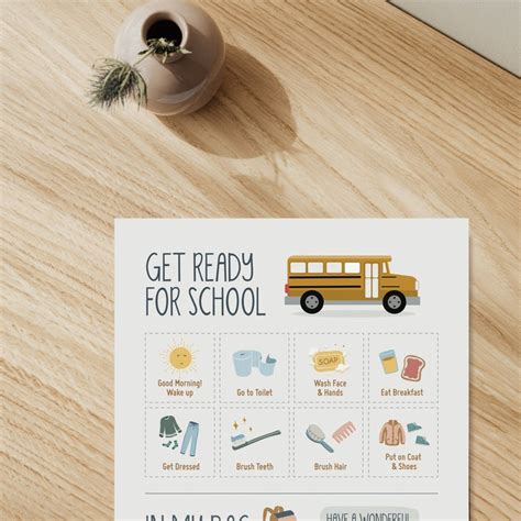 Morning Get Ready for School Routine Chart, Printable Visual Routine ...