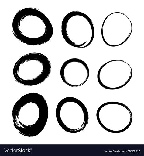 Hand drawn watercolor circle brush stroke set Vector Image