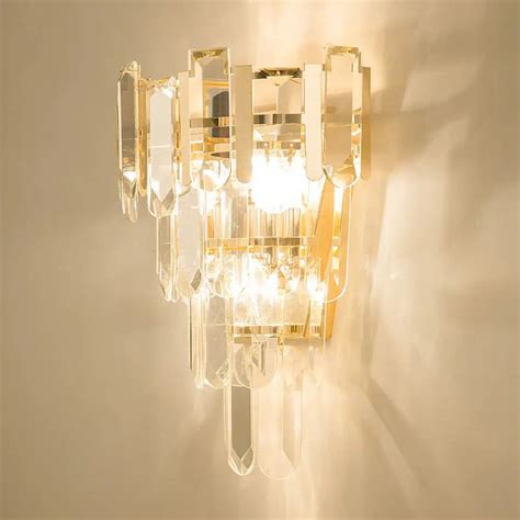 Modern 3 Headed Crystal Wall Sconce With Gold 4 Layer Mount Goldwände Wandleuchte Wandlampen