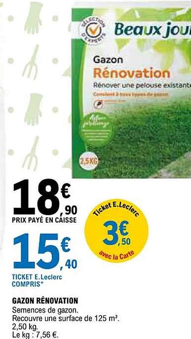 Promo Gazon R Novation Beaux Jours Chez E Leclerc Icatalogue Fr