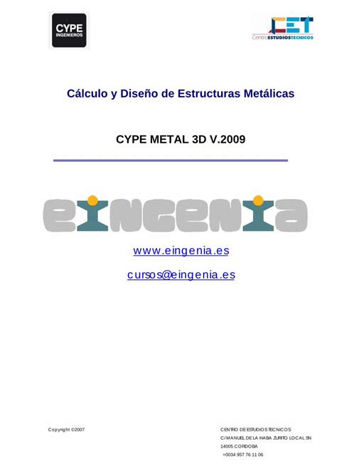 PDF Cálculo y Diseño de Estructuras Metálicas CYPE METAL 3D V PDF