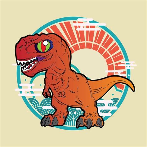 Illustration De Dinosaure Avec Un Style Japonais Pour Le Logo Du Carnet