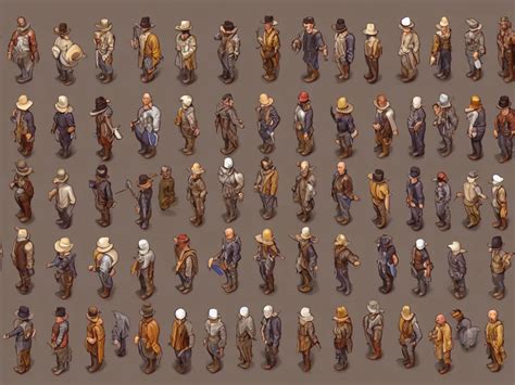 Isometric Sprite Sheet Of Detailed Western Npc Stable Diffusion