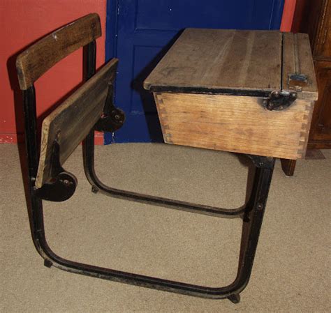 Old antique unrestored childs school desk oak brass inkwell vintage | eBay