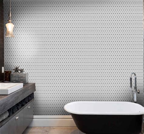 Carta Da Parati Bagno Mosaico Grigio TenStickers