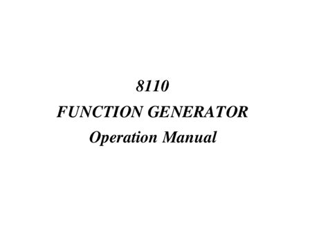 Pdf 8110 Function Generator Operation Manual Kirito Kun