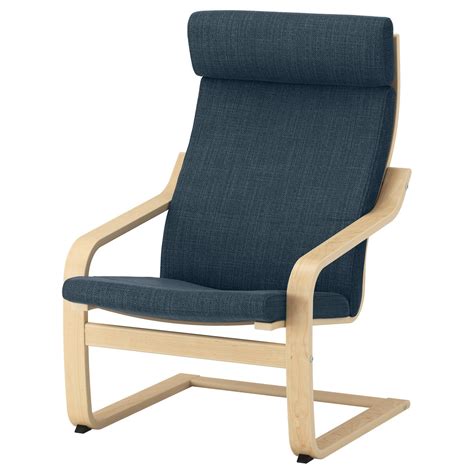 poang armchair birch veneerhillared dark blue ikea