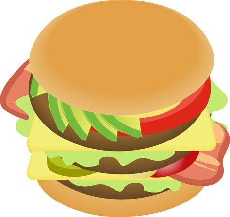 Cheeseburger Hamburger Veggie Burger Bacon Fast Food ハンバーガー イラスト ベクター フリー Clipart Full Size