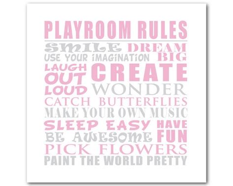 Typography Art Print Playroom Rules Word By Susannewberrydesigns