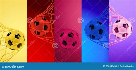 Collection Of Colored Realistic Soccer Balls Vector Stock Vector