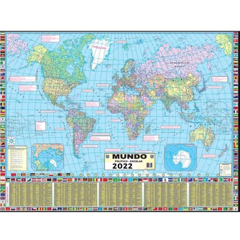 Mapa Mundi Politico Escolar Poster Geográfico Pedagógico Mundo no Shoptime