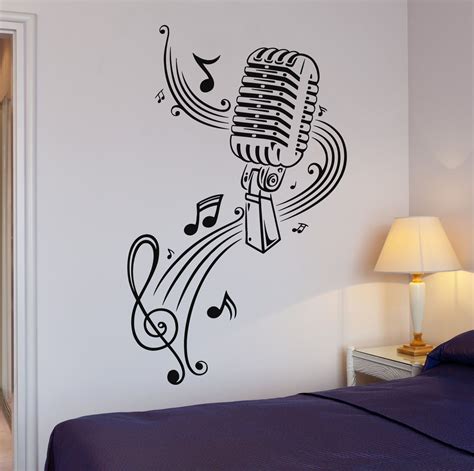 Vinyl Decal Music Karaoke Microphone Sheet Great Decor Wall Stickers